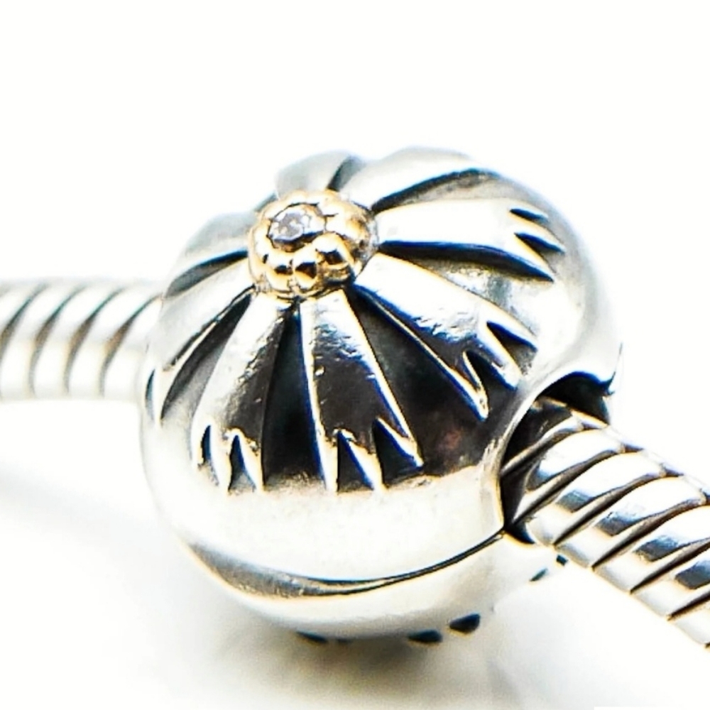 PAIR of Pandora clips 14K accent retired "Flower friendship " - Picture 11 of 16